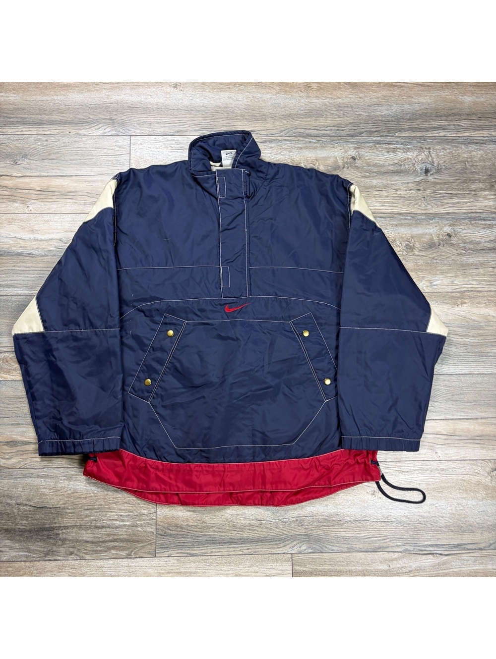90’s Nike navy pullover jacket with red hem